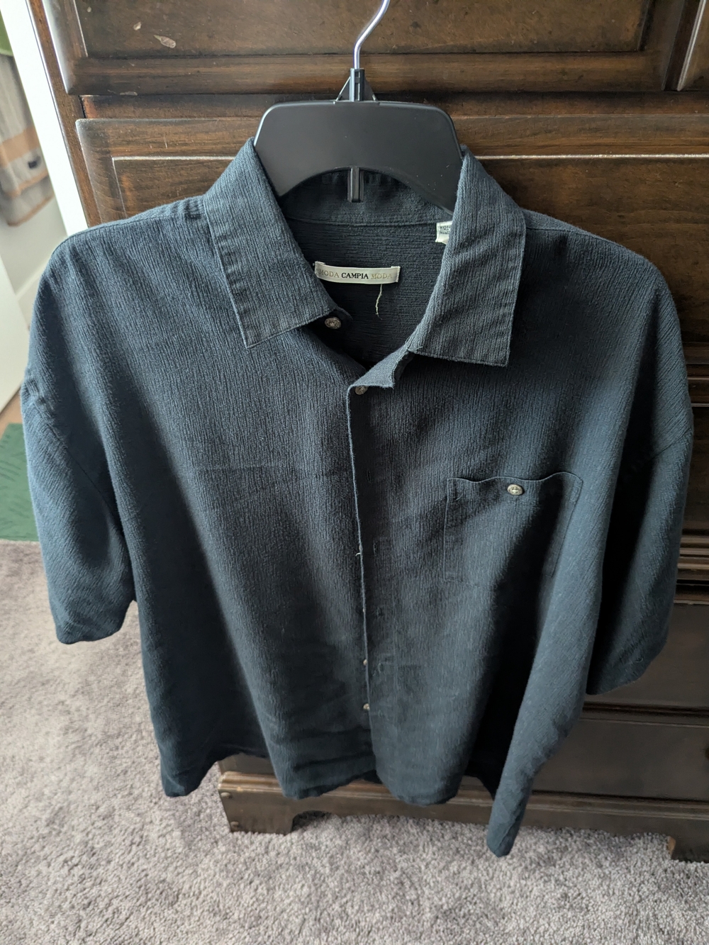 Men's Black Short-Sleeve Shirt Jacket by Campia Moda